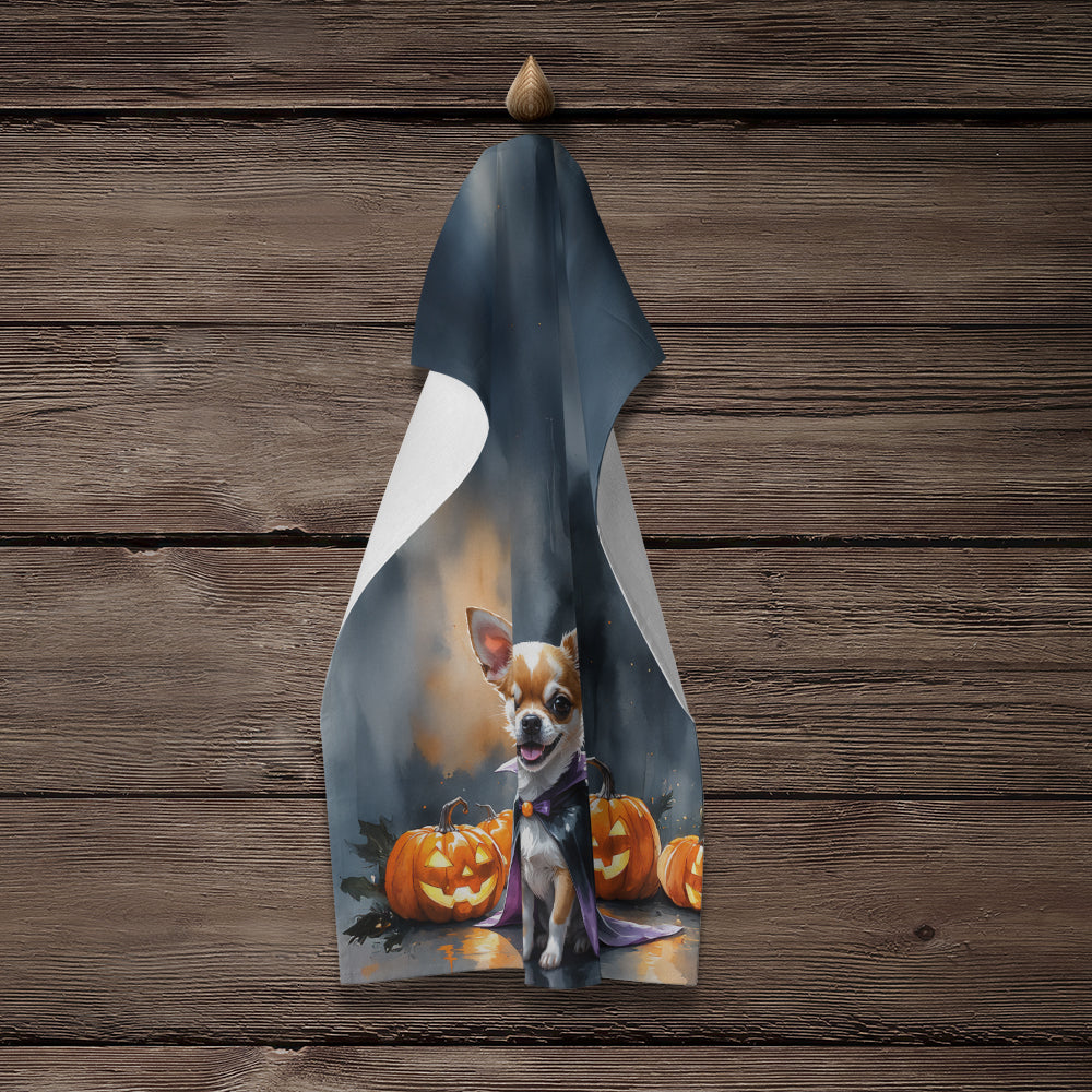 Chihuahua Puppy Halloween Kitchen Towel Velour Plush Front and Cotton Loop Back Machine Washable