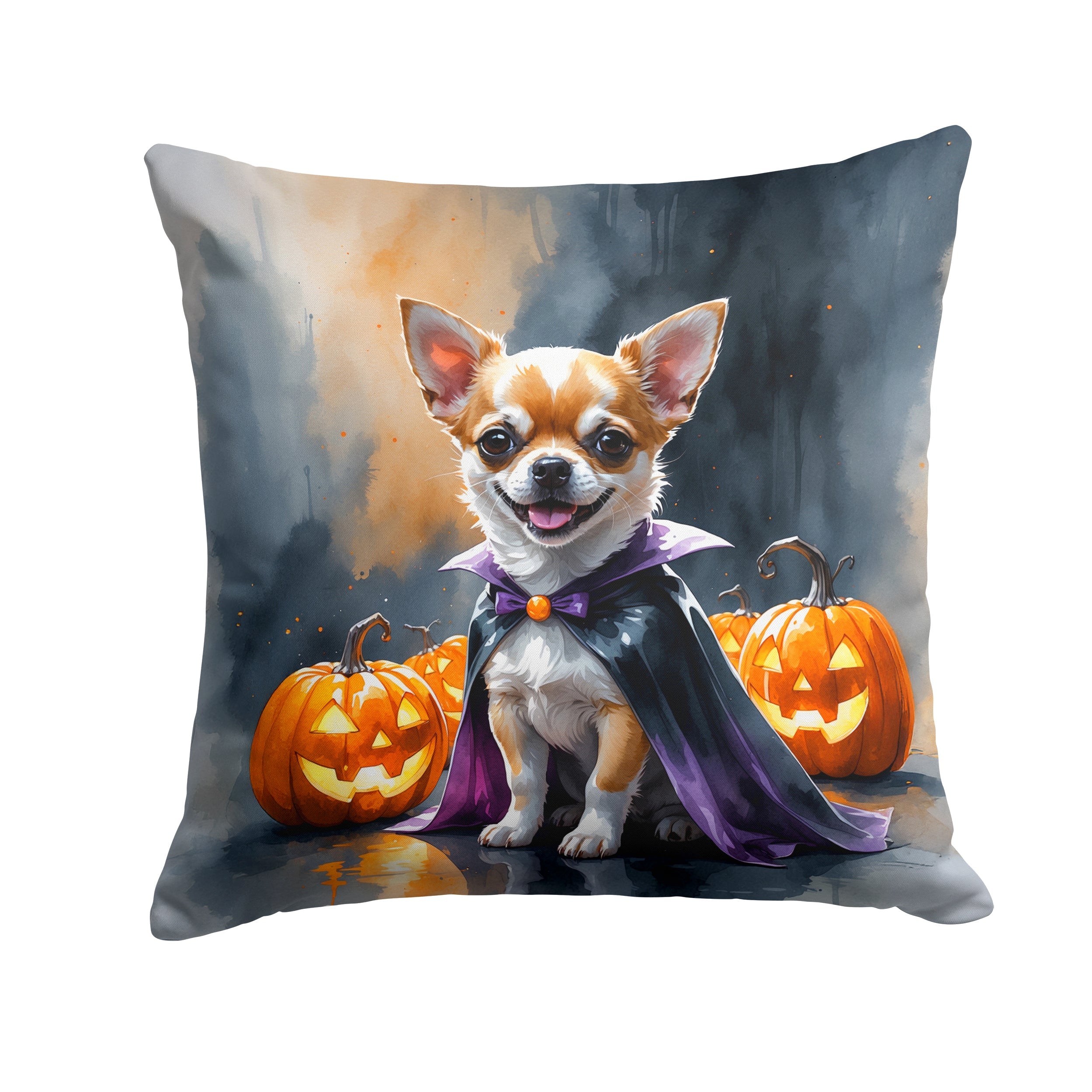 Chihuahua Puppy Halloween Decorative Throw Pillow 18x18 Indoor Outdoor Accent Cushion, Fabric Cover with Insert for Sofa, Bed, Porch & Living Room