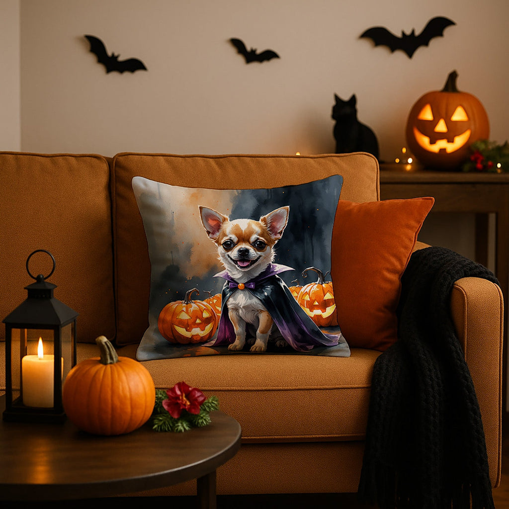 Chihuahua Puppy Halloween Decorative Throw Pillow 18x18 Indoor Outdoor Accent Cushion, Fabric Cover with Insert for Sofa, Bed, Porch & Living Room