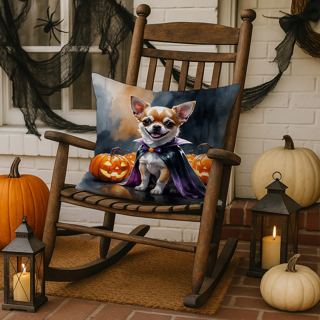 Chihuahua Puppy Halloween Decorative Throw Pillow 18x18 Indoor Outdoor Accent Cushion, Fabric Cover with Insert for Sofa, Bed, Porch & Living Room