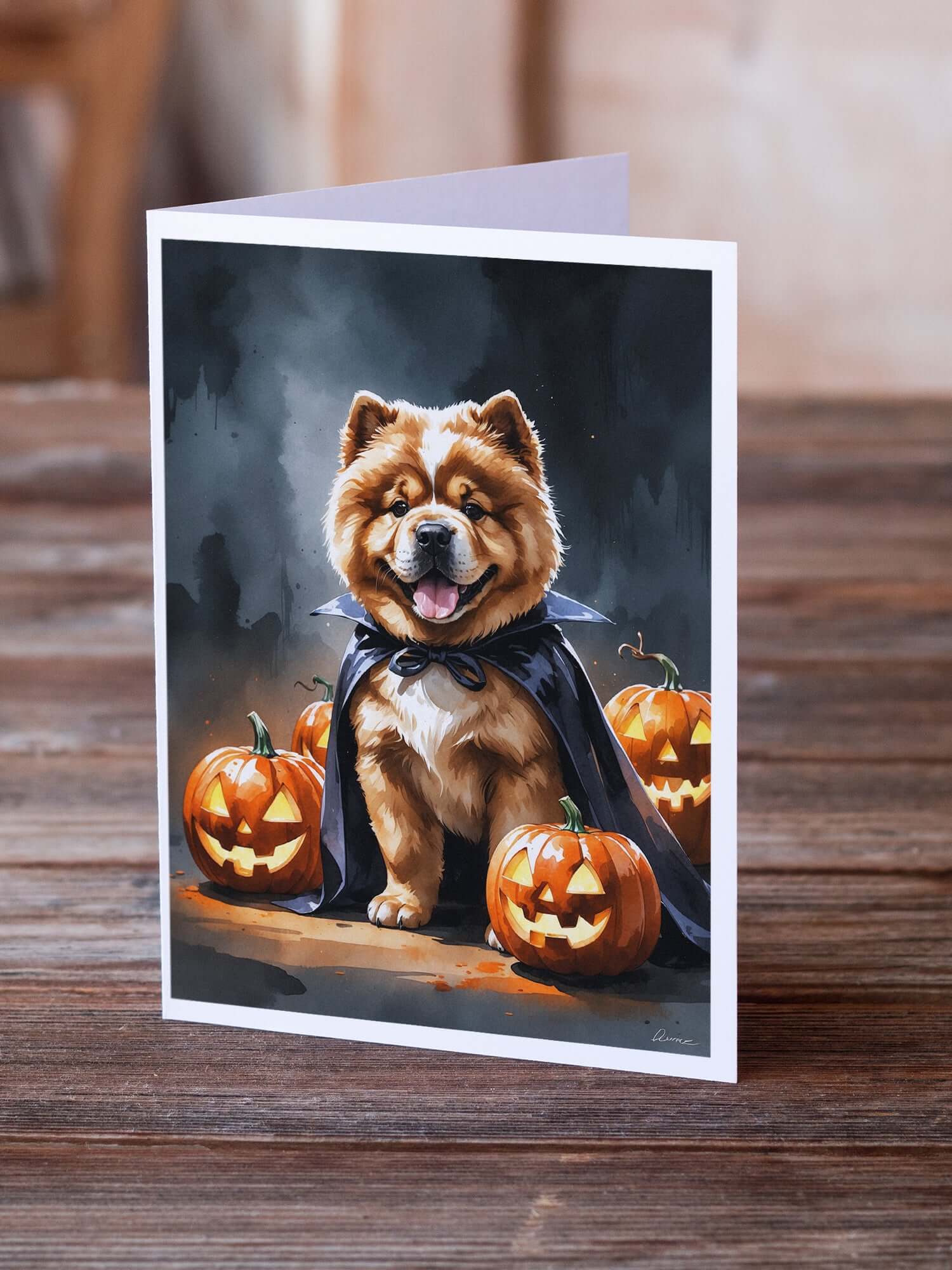 Chow Chow Puppy Halloween Greeting Cards Pack of 8 Blank Cards with Envelopes Whimsical A7 Size 5x7
