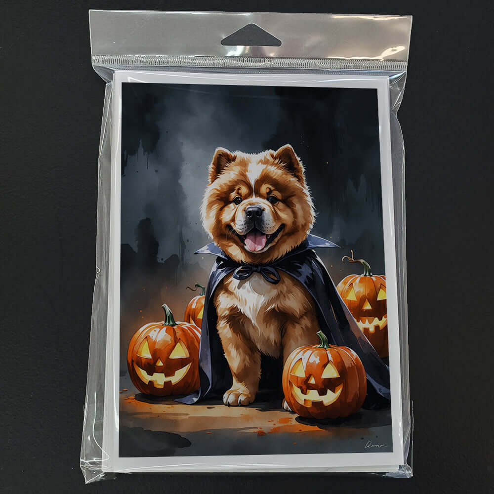 Chow Chow Puppy Halloween Greeting Cards Pack of 8 Blank Cards with Envelopes Whimsical A7 Size 5x7