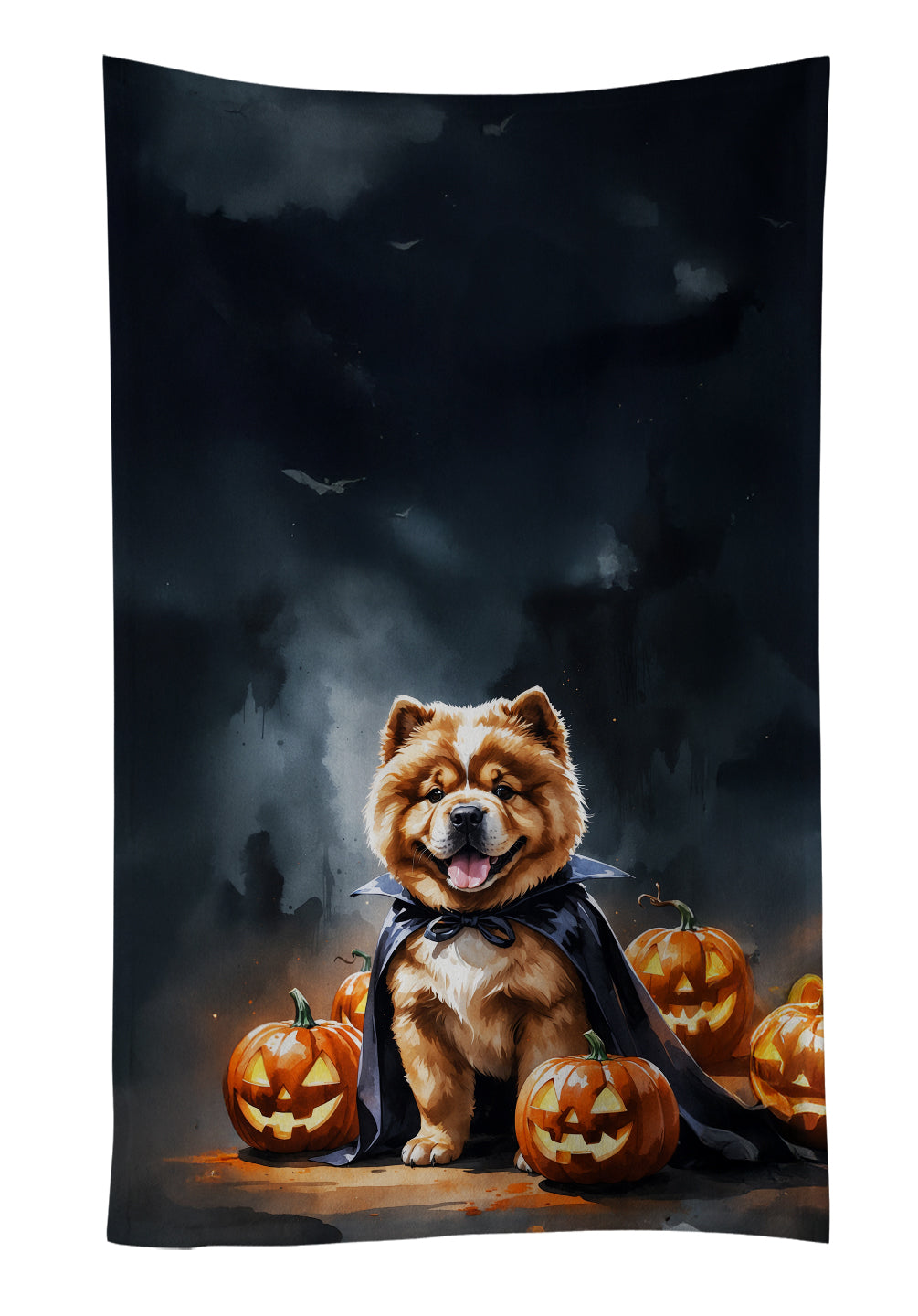 Chow Chow Puppy Halloween Kitchen Towel Velour Plush Front and Cotton Loop Back Machine Washable
