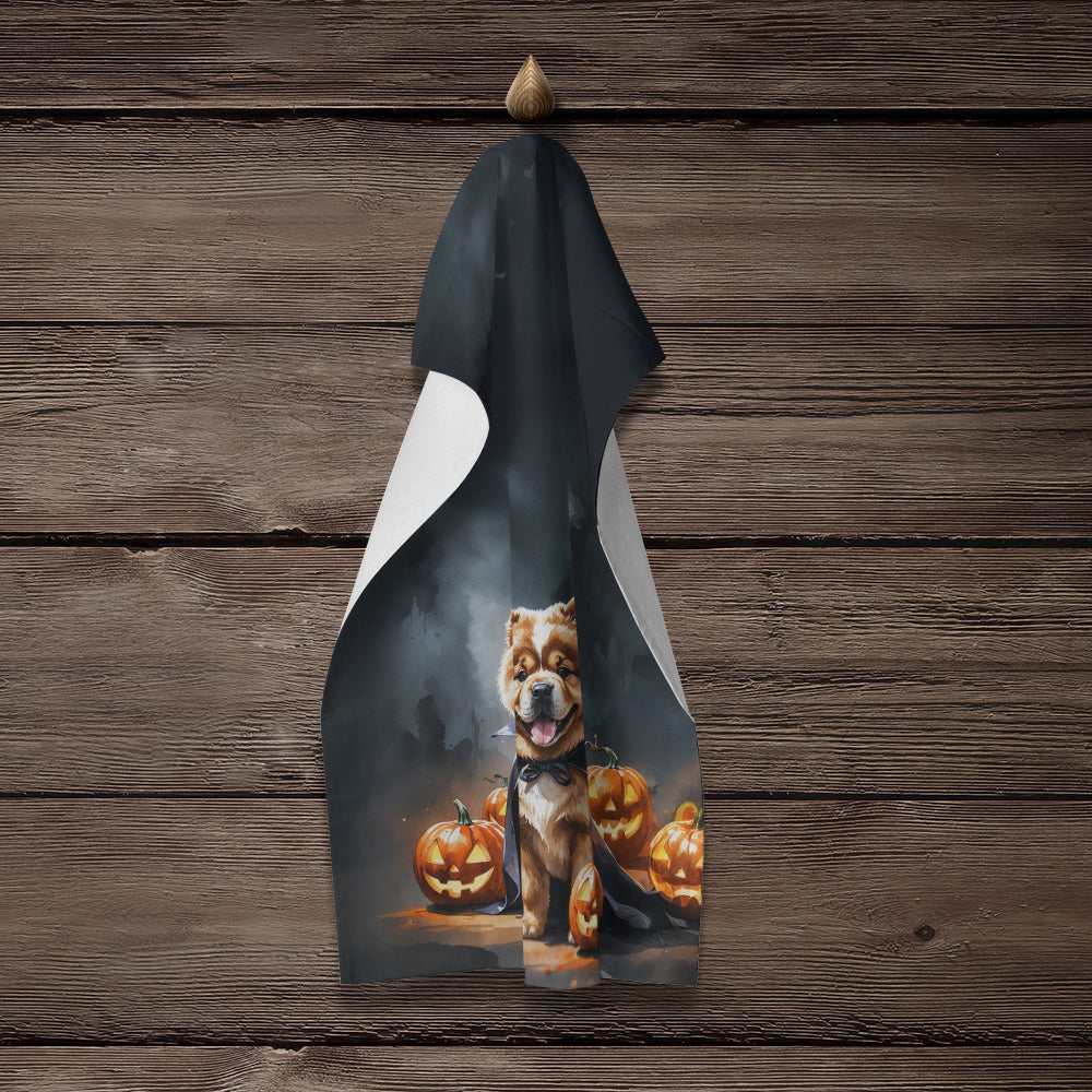 Chow Chow Puppy Halloween Kitchen Towel Velour Plush Front and Cotton Loop Back Machine Washable