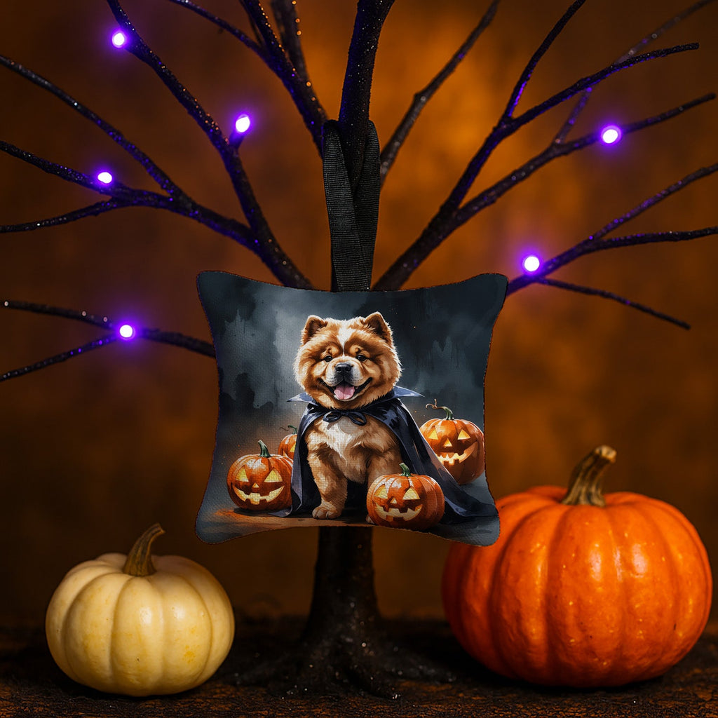 Chow Chow Puppy Halloween Hanging Square Fabric Ornament 3.5 × 3.5 Decorative Door-Knob & Tree Hanger, Soft Fabric