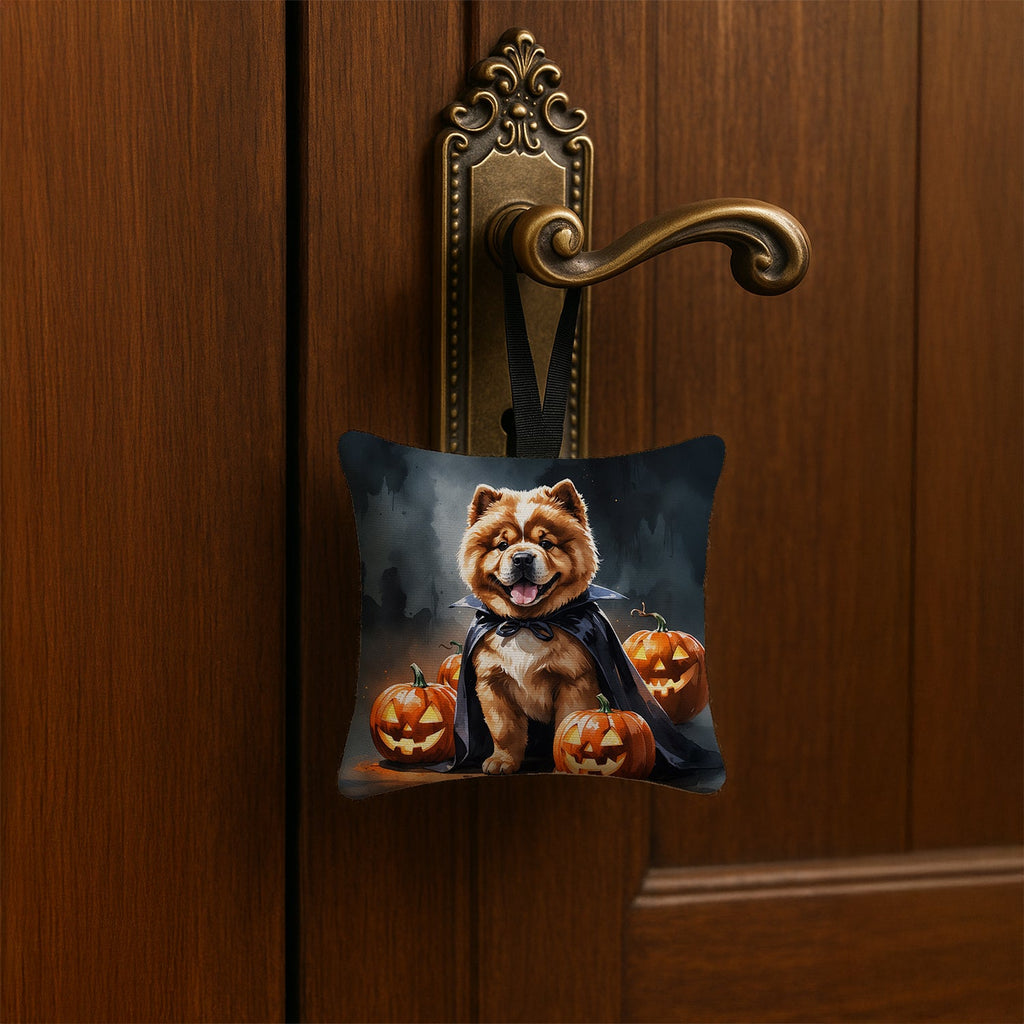Chow Chow Puppy Halloween Hanging Square Fabric Ornament 3.5 × 3.5 Decorative Door-Knob & Tree Hanger, Soft Fabric