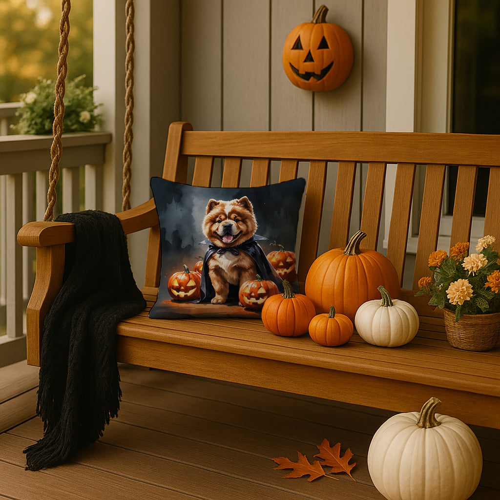 Chow Chow Puppy Halloween Decorative Throw Pillow 14x14 Indoor Outdoor Accent Cushion, Fabric Cover with Insert for Sofa, Bed, Porch & Living Room