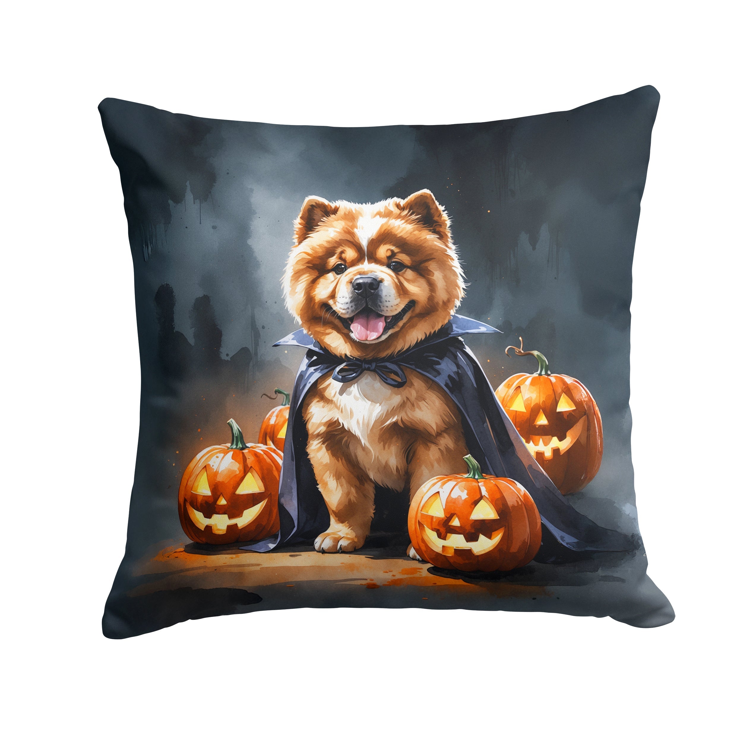 Chow Chow Puppy Halloween Decorative Throw Pillow 18x18 Indoor Outdoor Accent Cushion, Fabric Cover with Insert for Sofa, Bed, Porch & Living Room