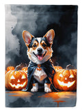 Corgi Puppy Halloween House Flag 28x40 Porch Sleeve Pole Decorative Outside Yard Banner Artwork Wall Hanging, Polyester