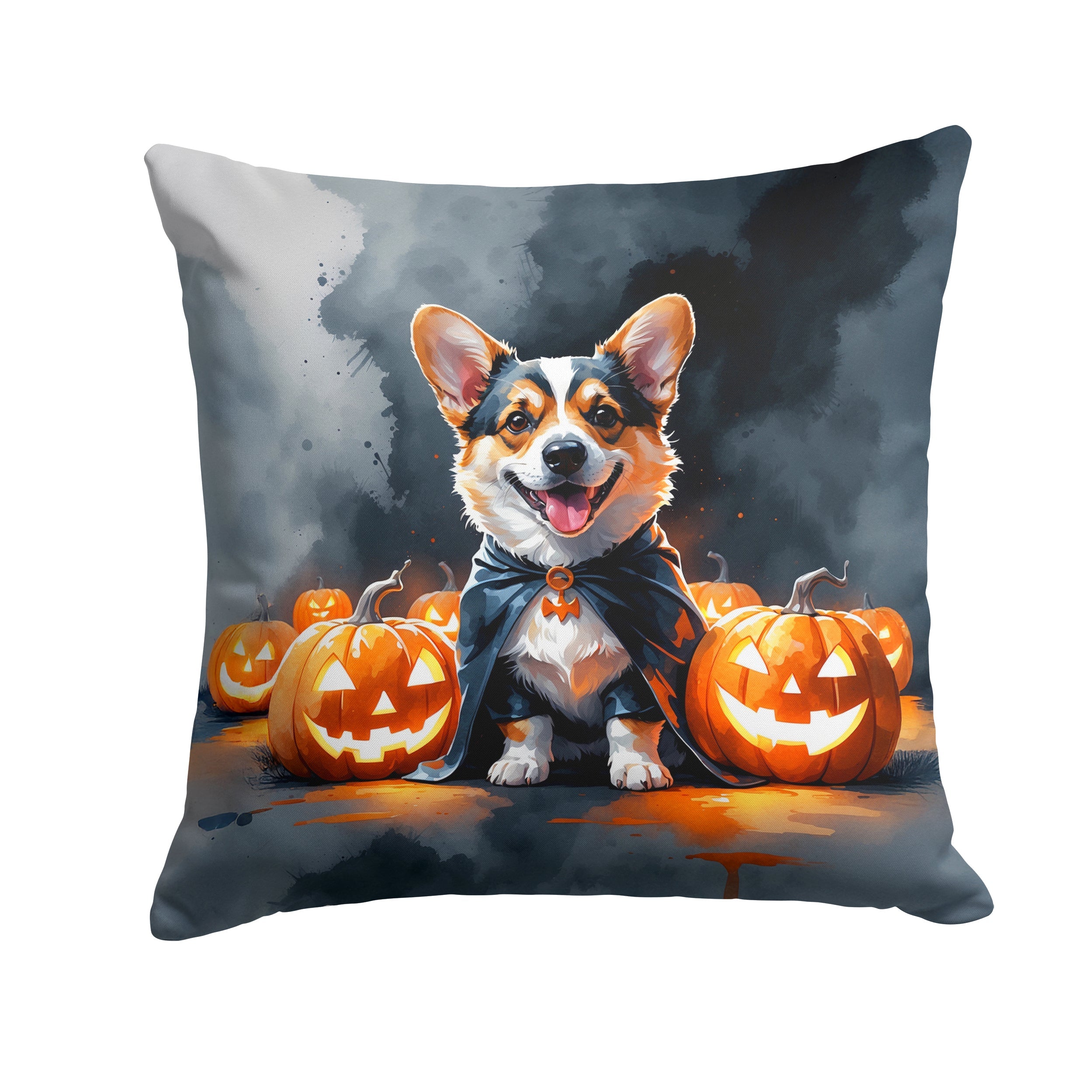 Corgi Puppy Halloween Decorative Throw Pillow 18x18 Indoor Outdoor Accent Cushion, Fabric Cover with Insert for Sofa, Bed, Porch & Living Room