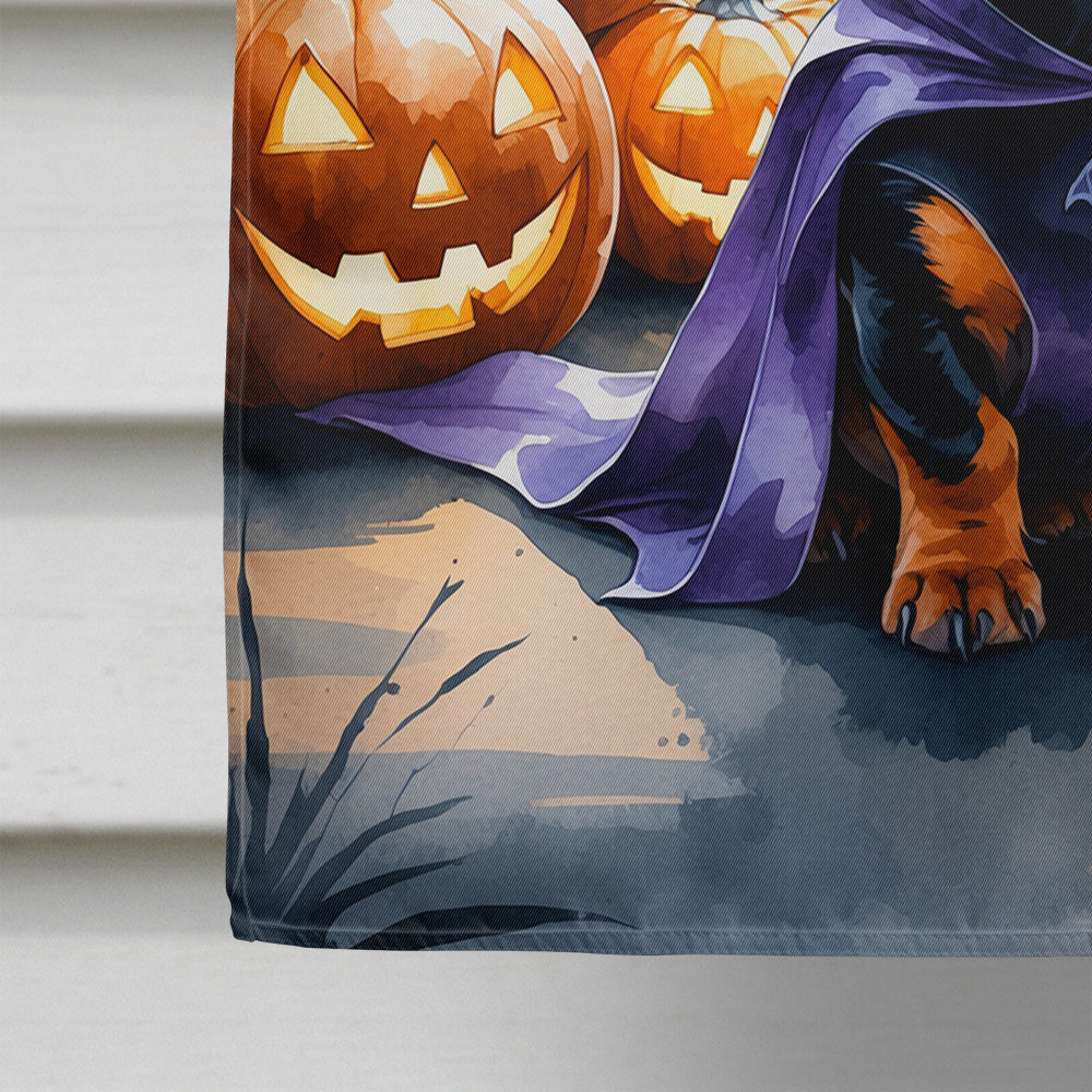 Dachshund Puppy Halloween House Flag 28x40 Porch Sleeve Pole Decorative Outside Yard Banner Artwork Wall Hanging, Polyester