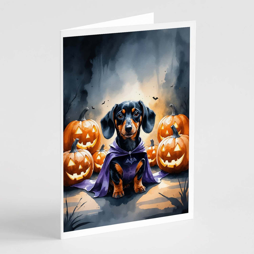Dachshund Puppy Halloween Greeting Cards Pack of 8 Blank Cards with Envelopes Whimsical A7 Size 5x7