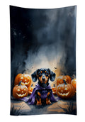 Dachshund Puppy Halloween Kitchen Towel Velour Plush Front and Cotton Loop Back Machine Washable