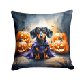 Dachshund Puppy Halloween Decorative Throw Pillow 14x14 Indoor Outdoor Accent Cushion, Fabric Cover with Insert for Sofa, Bed, Porch & Living Room