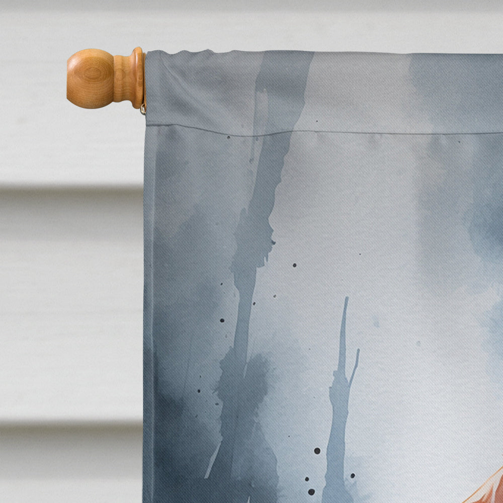 Red Dachshund Puppy Halloween House Flag 28x40 Porch Sleeve Pole Decorative Outside Yard Banner Artwork Wall Hanging, Polyester