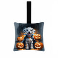 Dalmatian Puppy Halloween Hanging Square Fabric Ornament 3.5 × 3.5 Decorative Door-Knob & Tree Hanger, Soft Fabric