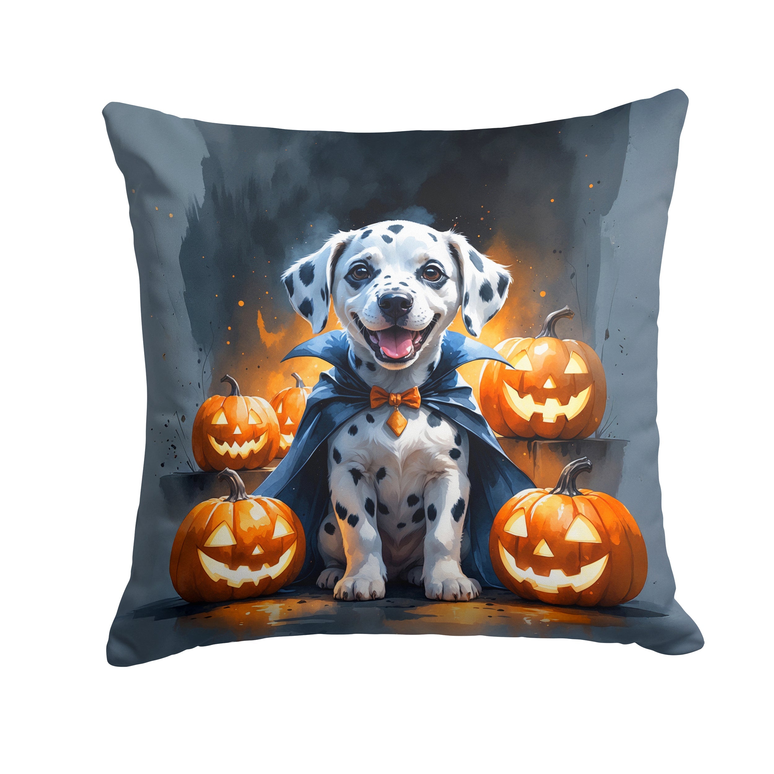 Dalmatian Puppy Halloween Decorative Throw Pillow 14x14 Indoor Outdoor Accent Cushion, Fabric Cover with Insert for Sofa, Bed, Porch & Living Room