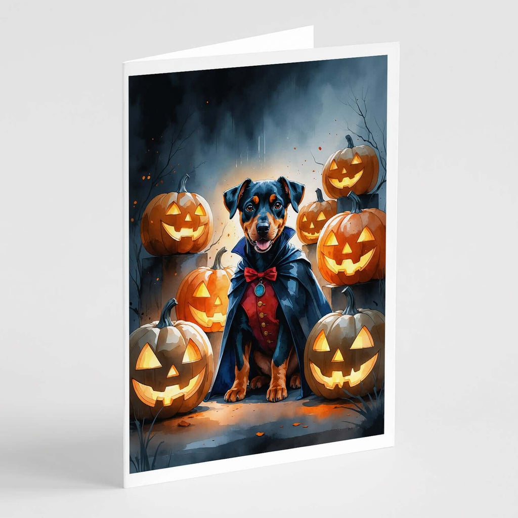 Doberman Pinscher Puppy Halloween Greeting Cards Pack of 8 Blank Cards with Envelopes Whimsical A7 Size 5x7