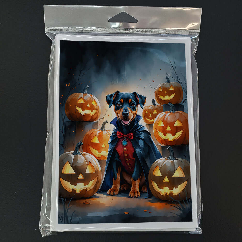 Doberman Pinscher Puppy Halloween Greeting Cards Pack of 8 Blank Cards with Envelopes Whimsical A7 Size 5x7