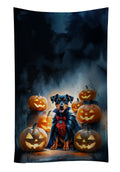 Doberman Pinscher Puppy Halloween Kitchen Towel Velour Plush Front and Cotton Loop Back Machine Washable