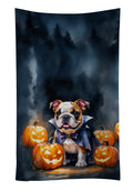English Bulldog Puppy Halloween Kitchen Towel Velour Plush Front and Cotton Loop Back Machine Washable