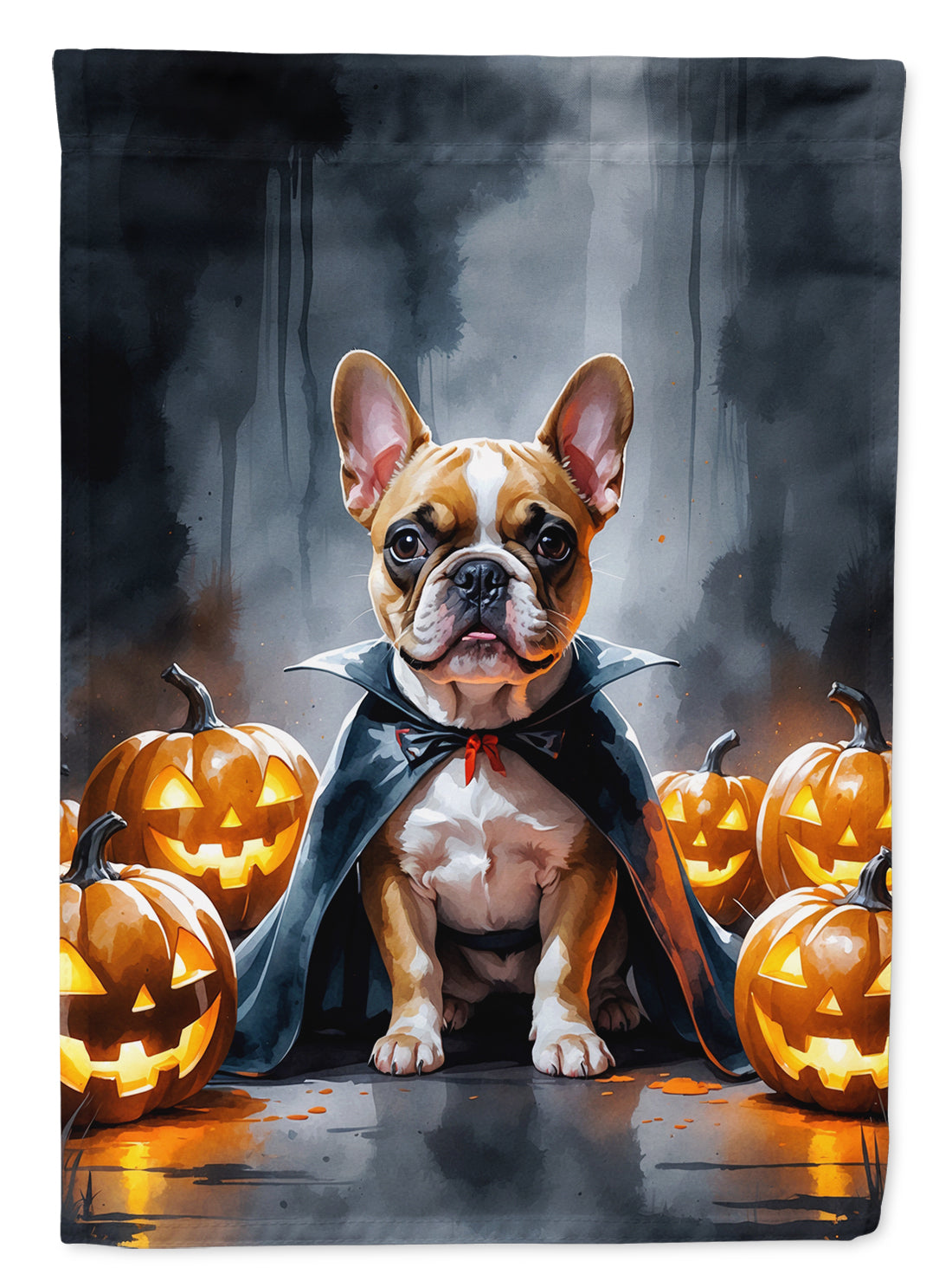 French Bulldog Puppy Halloween House Flag 28x40 Porch Sleeve Pole Decorative Outside Yard Banner Artwork Wall Hanging, Polyester
