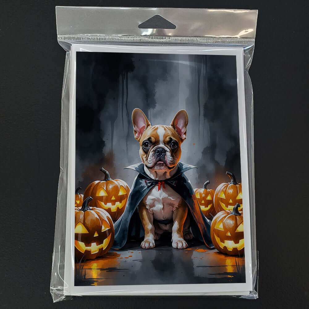 French Bulldog Puppy Halloween Greeting Cards Pack of 8 Blank Cards with Envelopes Whimsical A7 Size 5x7