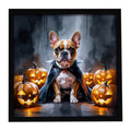 French Bulldog Puppy Halloween Framed Metal Print Bathroom, Kitchen, Office, Home Decor Wall Art Ready to Hang, Square, 8X8