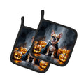French Bulldog Puppy Halloween Pot Holder Set of 2 Heat Resistant Quilted Hot Pads 7.5 x 7.5 Inch, Insulated Kitchen Trivets for Cooking & Baking
