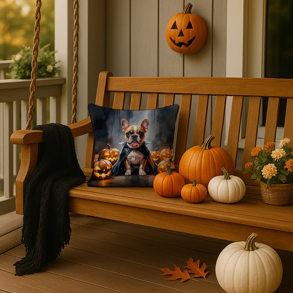 French Bulldog Puppy Halloween Decorative Throw Pillow 14x14 Indoor Outdoor Accent Cushion, Fabric Cover with Insert for Sofa, Bed, Porch & Living Room