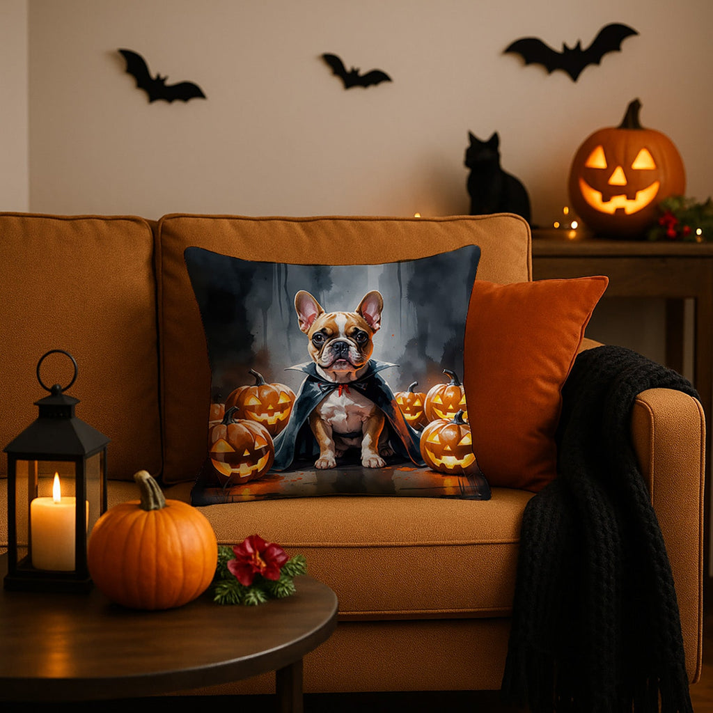 French Bulldog Puppy Halloween Decorative Throw Pillow 18x18 Indoor Outdoor Accent Cushion, Fabric Cover with Insert for Sofa, Bed, Porch & Living Room
