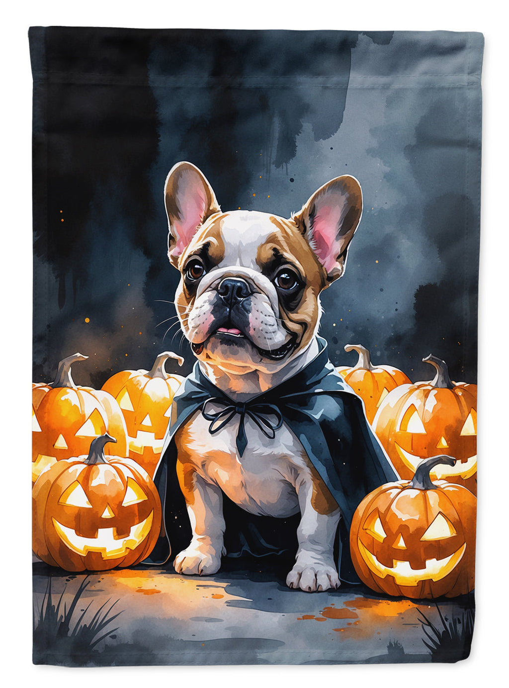 French Bulldog Puppy Halloween House Flag 28x40 Porch Sleeve Pole Decorative Outside Yard Banner Artwork Wall Hanging, Polyester