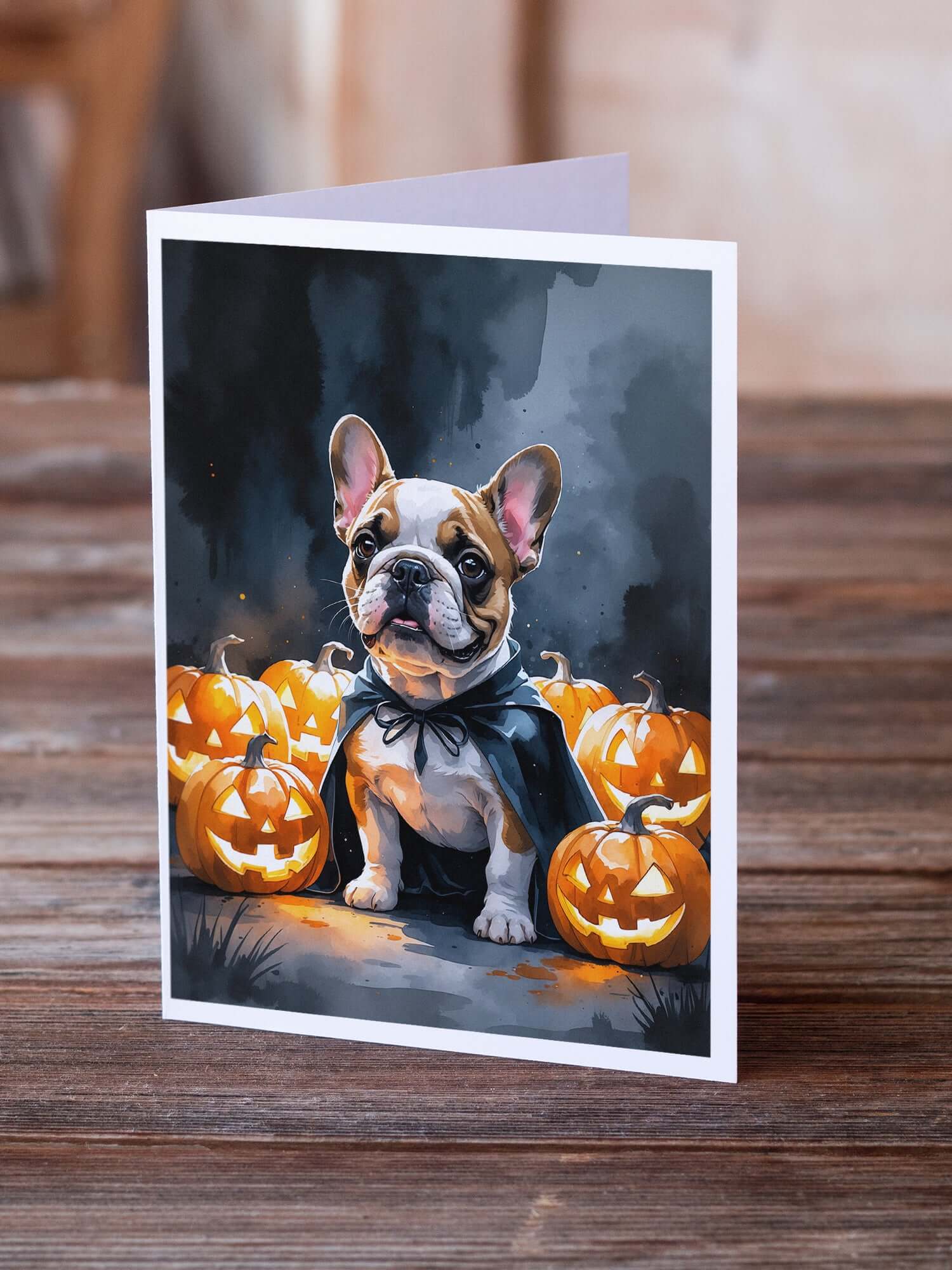 French Bulldog Puppy Halloween Greeting Cards Pack of 8 Blank Cards with Envelopes Whimsical A7 Size 5x7