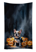 French Bulldog Puppy Halloween Kitchen Towel Velour Plush Front and Cotton Loop Back Machine Washable