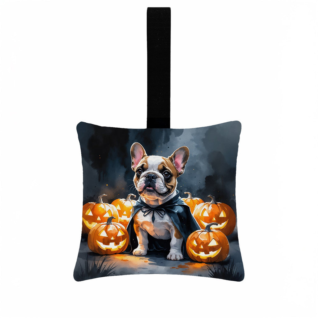 French Bulldog Puppy Halloween Hanging Square Fabric Ornament 3.5 × 3.5 Decorative Door-Knob & Tree Hanger, Soft Fabric
