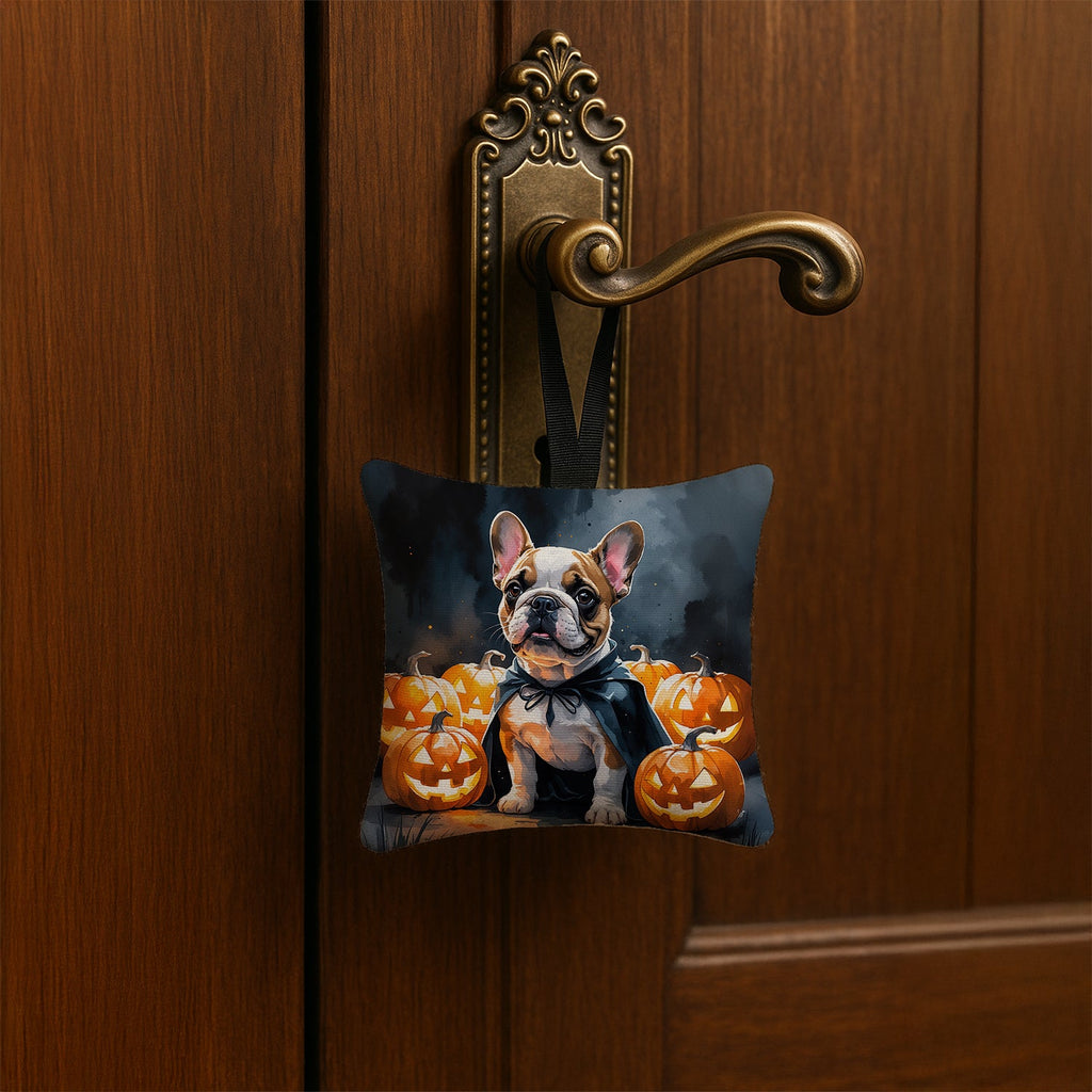 French Bulldog Puppy Halloween Hanging Square Fabric Ornament 3.5 × 3.5 Decorative Door-Knob & Tree Hanger, Soft Fabric