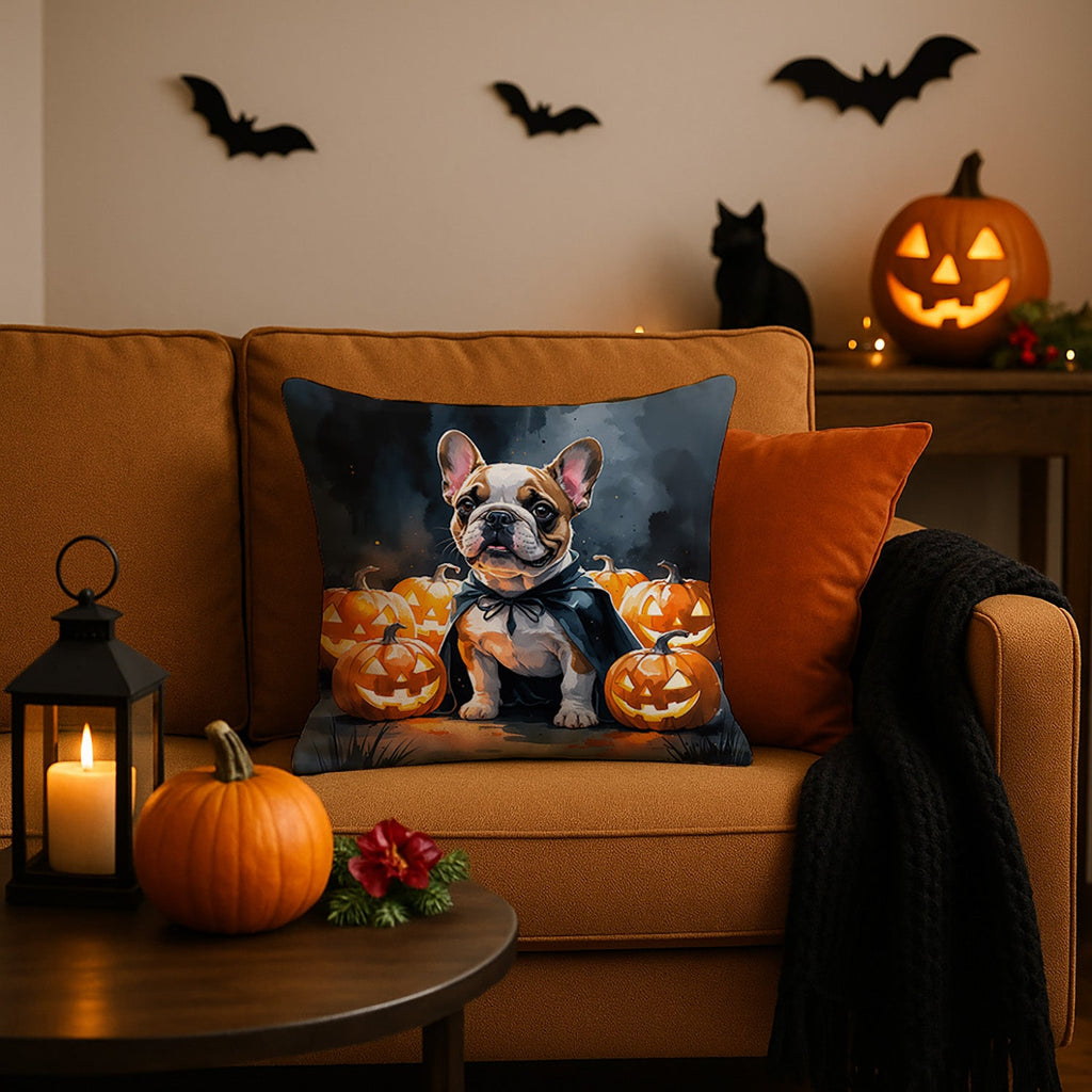 French Bulldog Puppy Halloween Decorative Throw Pillow 18x18 Indoor Outdoor Accent Cushion, Fabric Cover with Insert for Sofa, Bed, Porch & Living Room