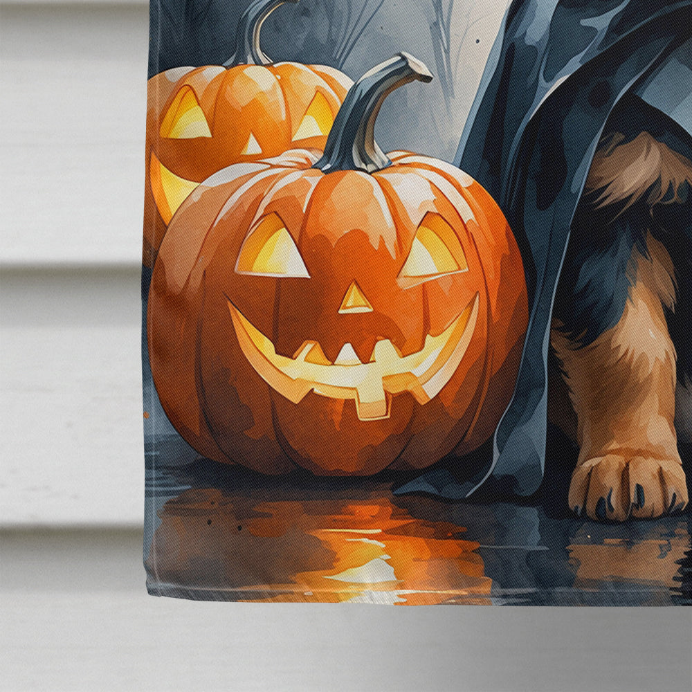 German Shepherd Puppy Halloween House Flag 28x40 Porch Sleeve Pole Decorative Outside Yard Banner Artwork Wall Hanging, Polyester