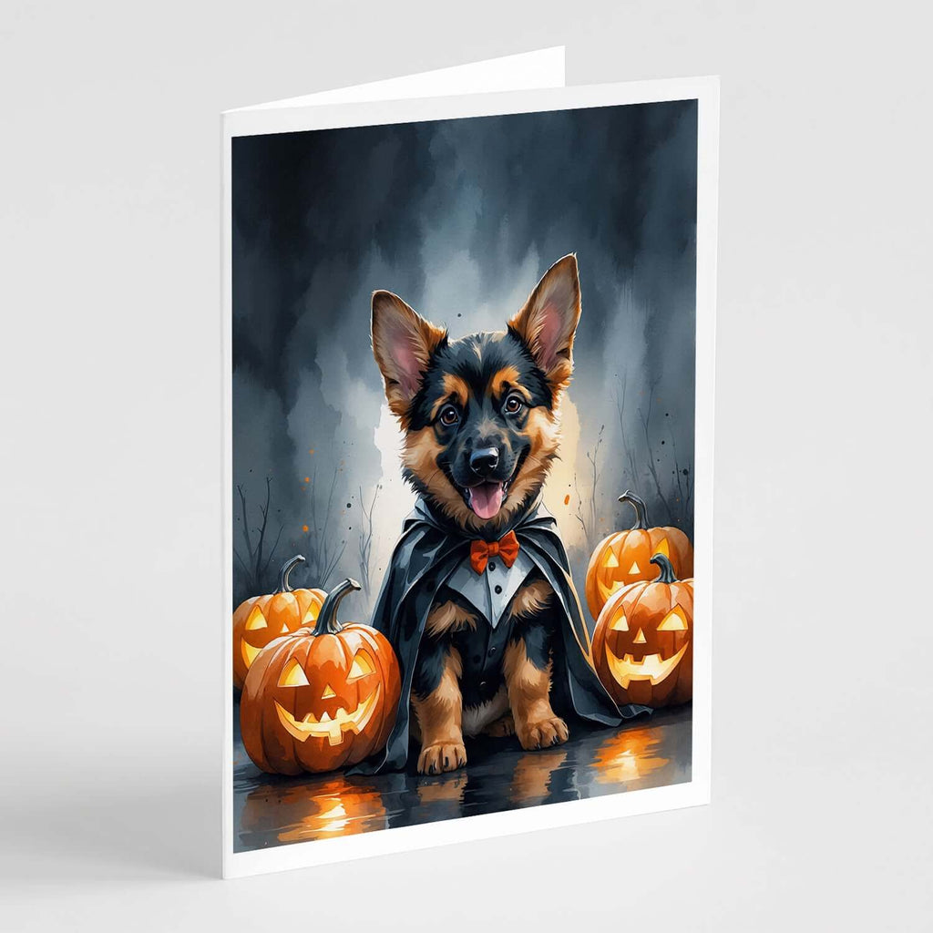 German Shepherd Puppy Halloween Greeting Cards Pack of 8 Blank Cards with Envelopes Whimsical A7 Size 5x7