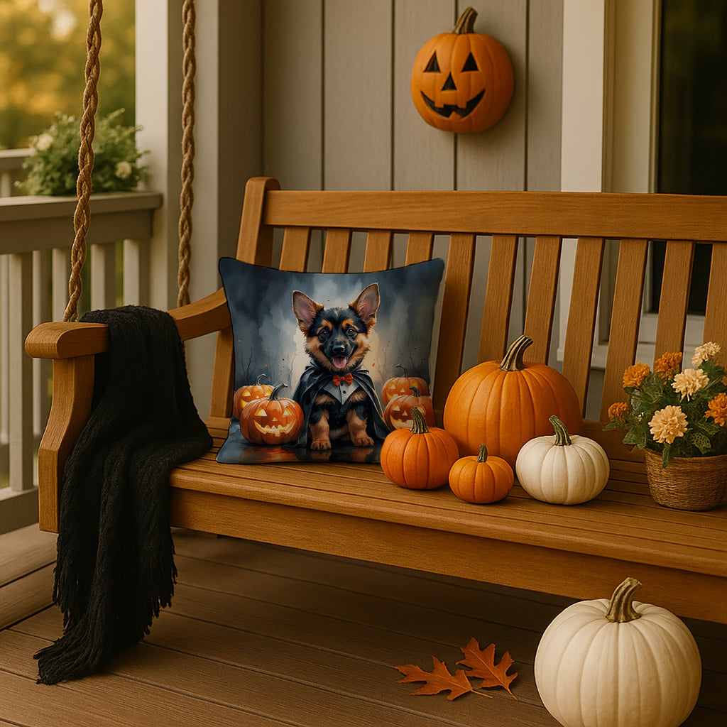 German Shepherd Puppy Halloween Decorative Throw Pillow 14x14 Indoor Outdoor Accent Cushion, Fabric Cover with Insert for Sofa, Bed, Porch & Living Room