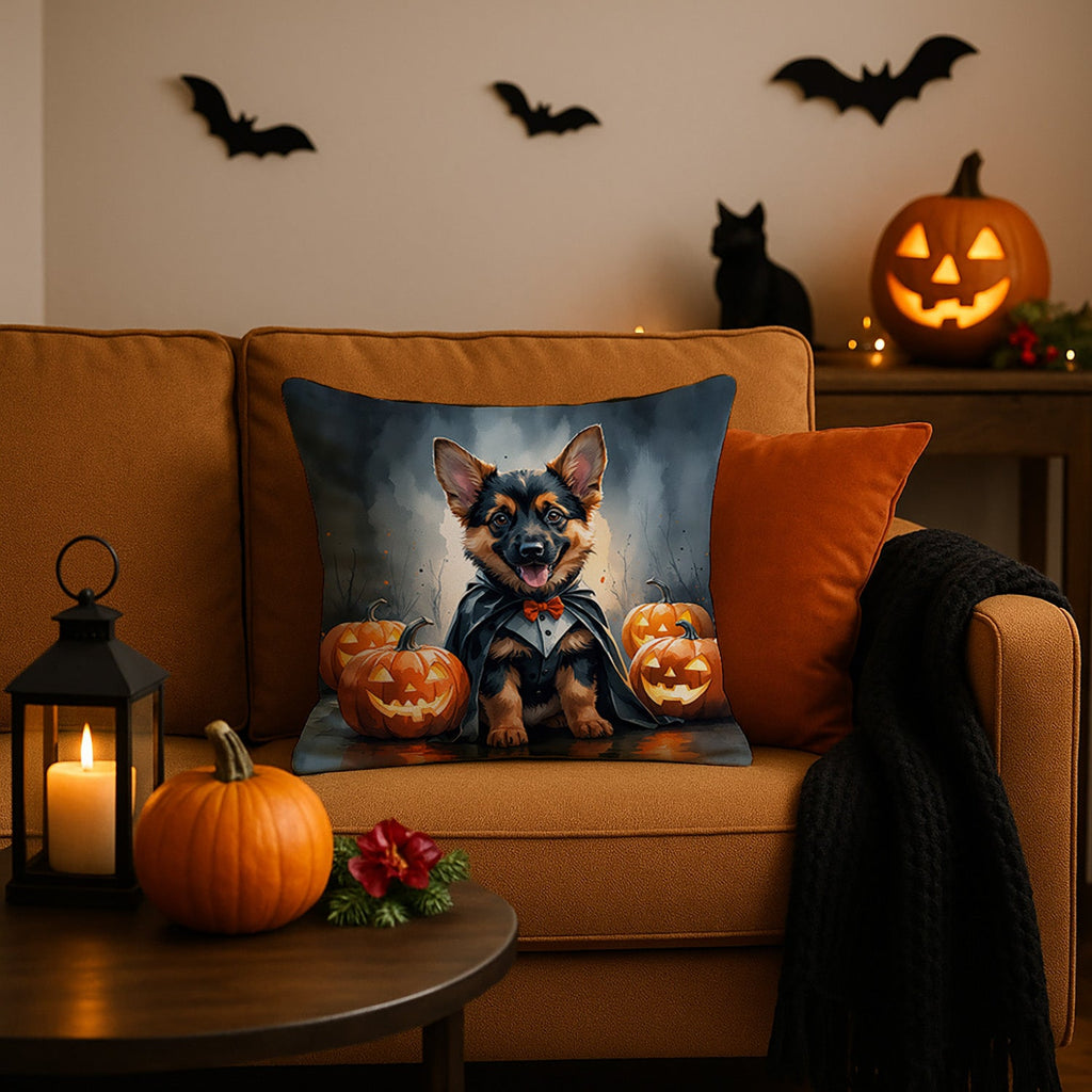 German Shepherd Puppy Halloween Decorative Throw Pillow 18x18 Indoor Outdoor Accent Cushion, Fabric Cover with Insert for Sofa, Bed, Porch & Living Room