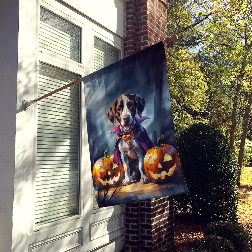 German Shorthaired Pointer Puppy Halloween House Flag 28x40 Porch Sleeve Pole Decorative Outside Yard Banner Artwork Wall Hanging, Polyester