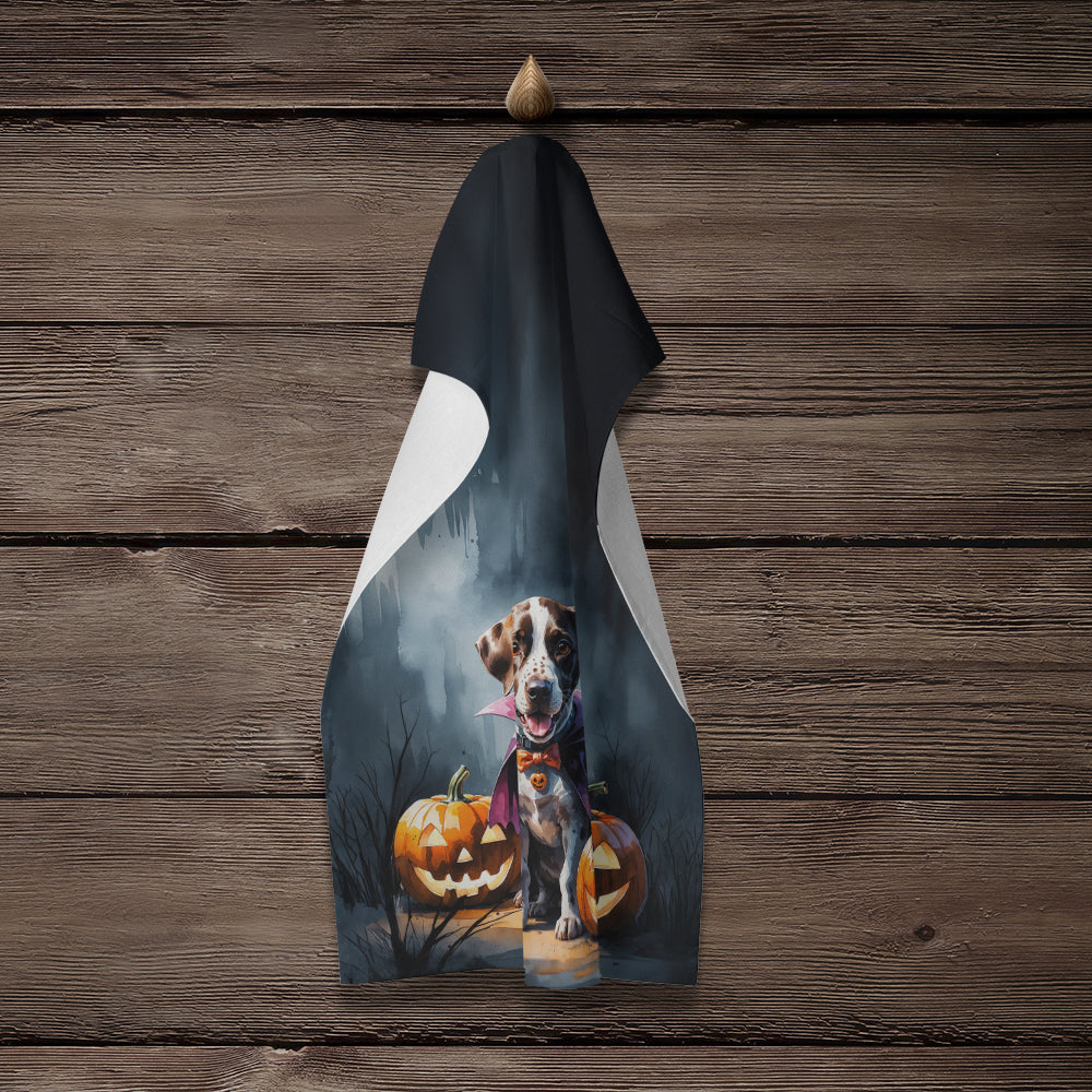 German Shorthaired Pointer Puppy Halloween Kitchen Towel Velour Plush Front and Cotton Loop Back Machine Washable