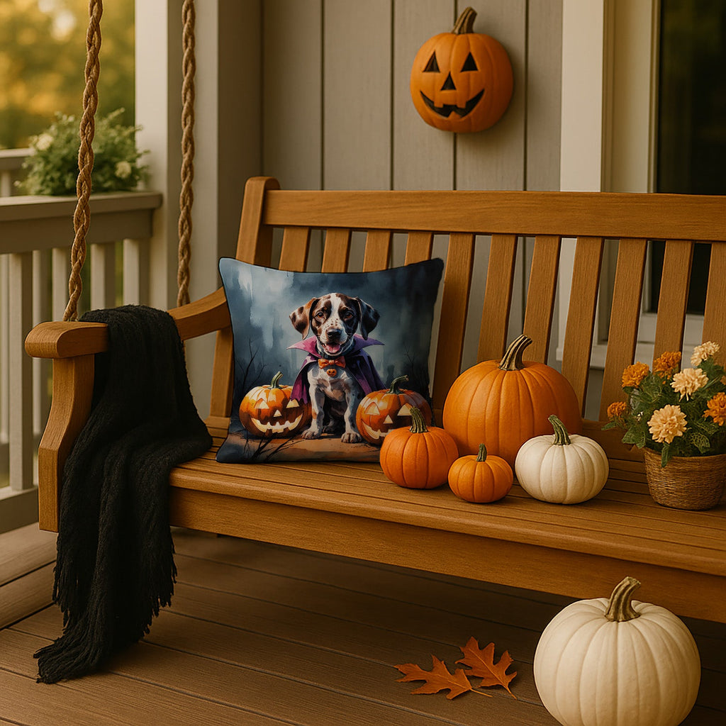 German Shorthaired Pointer Puppy Halloween Decorative Throw Pillow 14x14 Indoor Outdoor Accent Cushion, Fabric Cover with Insert for Sofa, Bed, Porch & Living Room