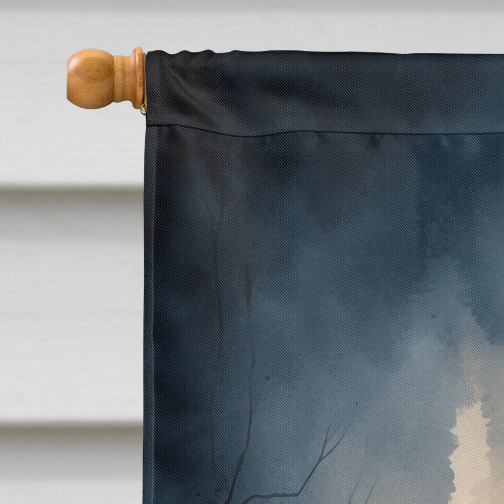 German Wirehaired Pointer Puppy Halloween House Flag 28x40 Porch Sleeve Pole Decorative Outside Yard Banner Artwork Wall Hanging, Polyester