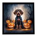 German Wirehaired Pointer Puppy Halloween Framed Metal Print Bathroom, Kitchen, Office, Home Decor Wall Art Ready to Hang, Square, 8X8