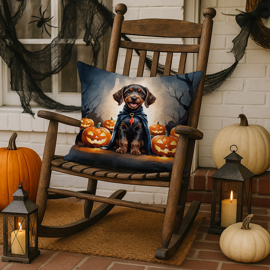 German Wirehaired Pointer Puppy Halloween Decorative Throw Pillow 18x18 Indoor Outdoor Accent Cushion, Fabric Cover with Insert for Sofa, Bed, Porch & Living Room