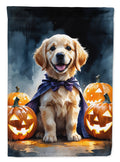 Golden Retriever Puppy Halloween House Flag 28x40 Porch Sleeve Pole Decorative Outside Yard Banner Artwork Wall Hanging, Polyester