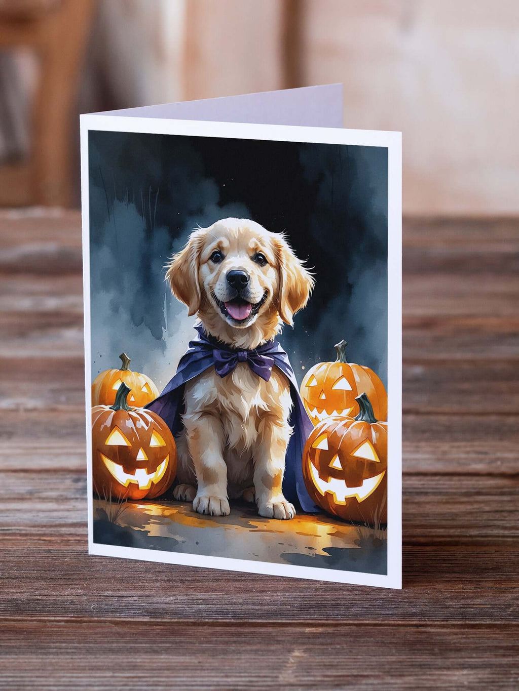 Golden Retriever Puppy Halloween Greeting Cards Pack of 8 Blank Cards with Envelopes Whimsical A7 Size 5x7