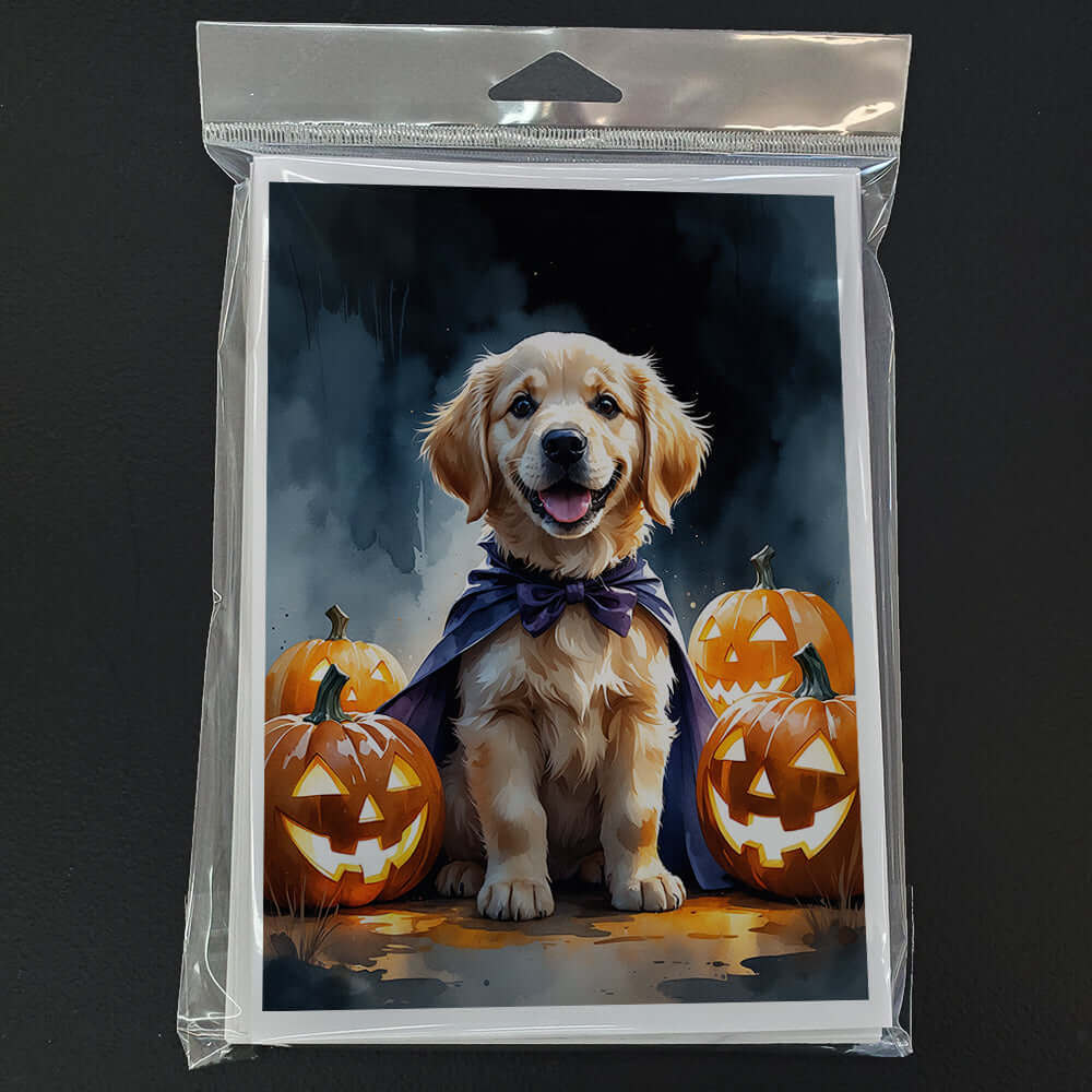 Golden Retriever Puppy Halloween Greeting Cards Pack of 8 Blank Cards with Envelopes Whimsical A7 Size 5x7